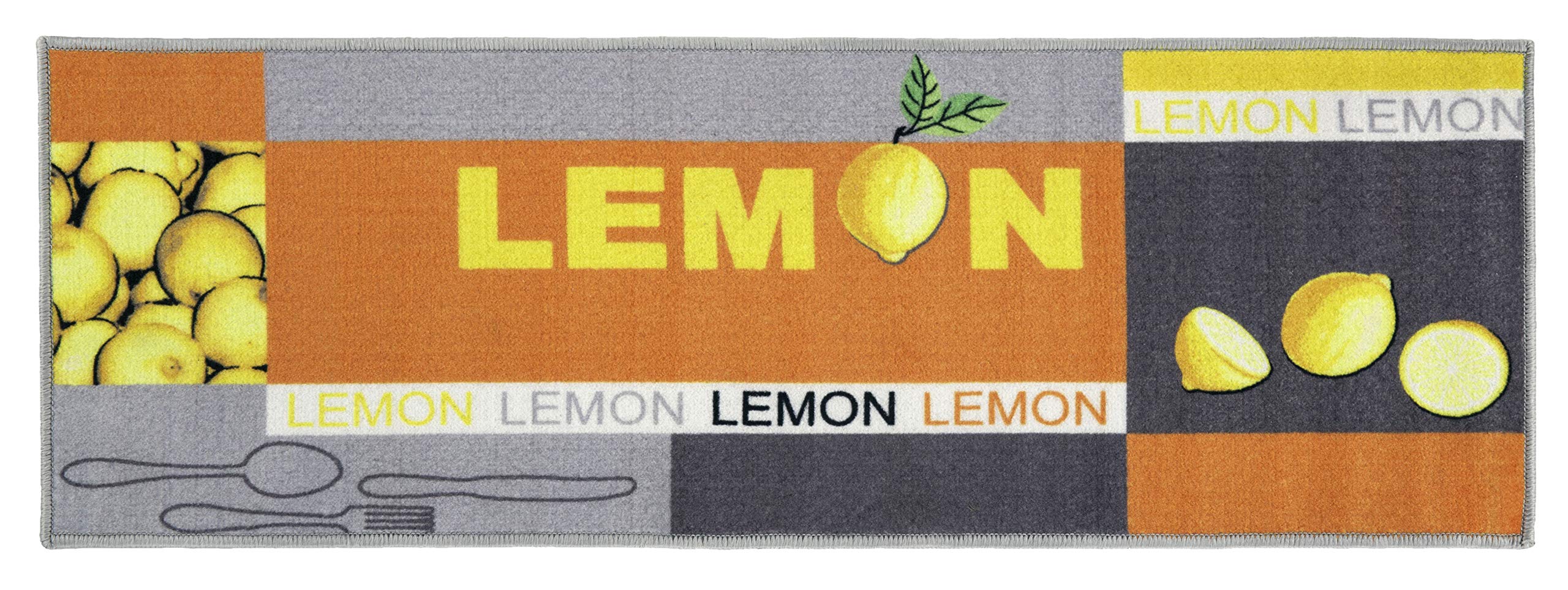 Andiamo Short Pile Runner Lemon made of 100% Polyamide Kitchen Runner with Lemon Pattern, Yellow, 50 x 150 cm