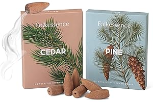Folkulture Backflow Incense Cones for Waterfall, 30 Total Waterfall Incense Cones Scented, Dual Pack of Cones Incense, Mixed Natural Fragrances - Pine and Cedar Inscents-Cones Waterfall -Pine & Cedar