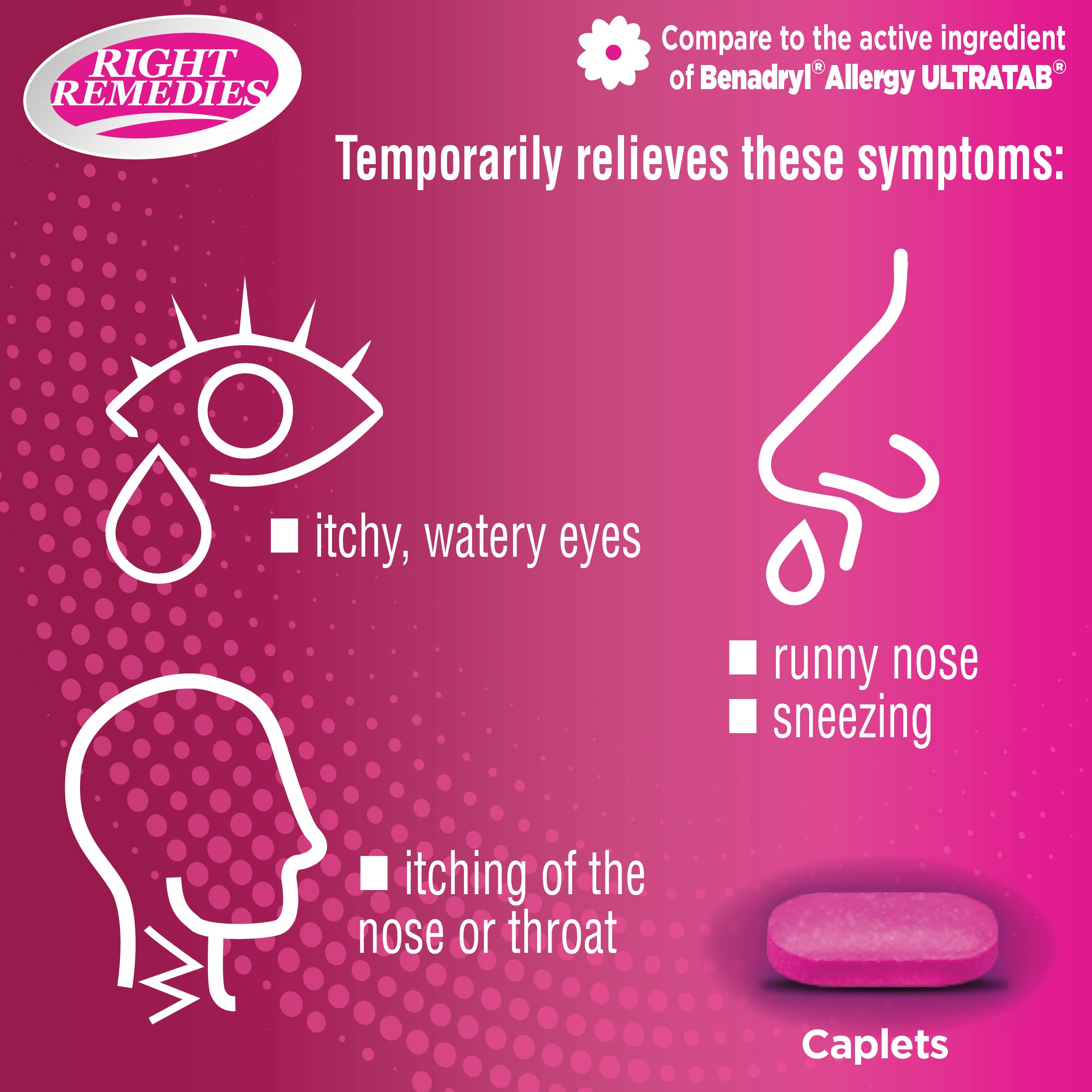 RIGHT REMEDIES Allergy Relief Antihistamine, Diphenhydramine HCl 25mg, (600 Count), Generic Benadryl Ultratabs, Relieves Seasonal Indoor or Outdoor Upper Respiratory Allergies