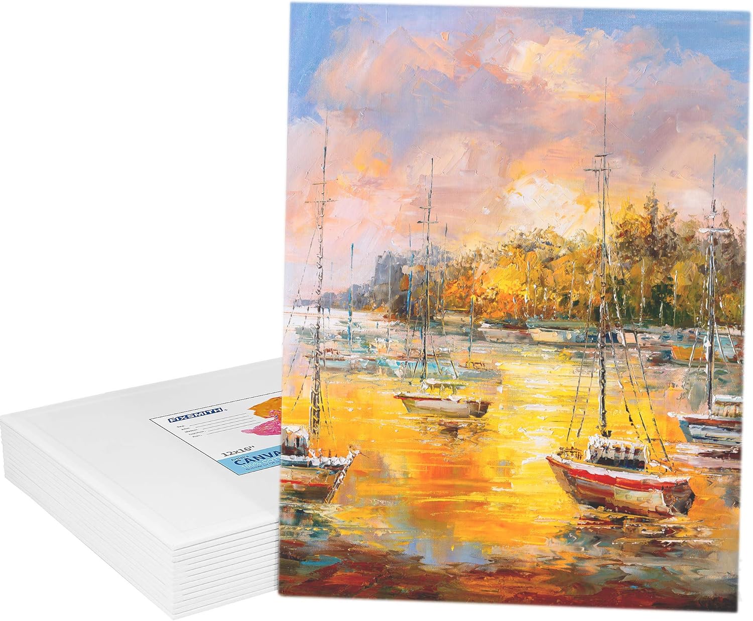 FIXSMITH Canvas Panels 14 Pack - 12 x 16 Inch Painting Canvas Panel Boards - 100% Cotton Primed Canvases - Super Value Pack - Artist Canvas Board for Acrylic, Oil & Tempera Painting