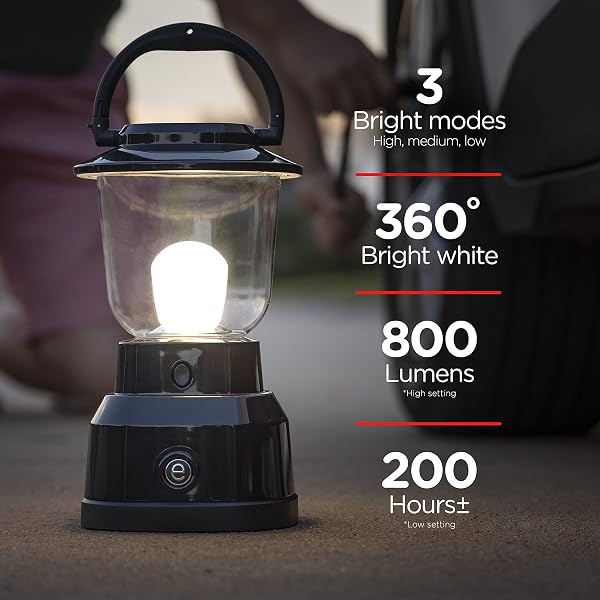ENBRIGHTEN LED LARGE CAMPING LANTERN, BATTERY POWERED, USB CHARGING, 800 LUMENS, 200 HOUR RUNTIME, CARABINER HANDLE, HIKING GEAR, EMERGENCY LIGHT, BLACKOUT, STORM, HURRICANE