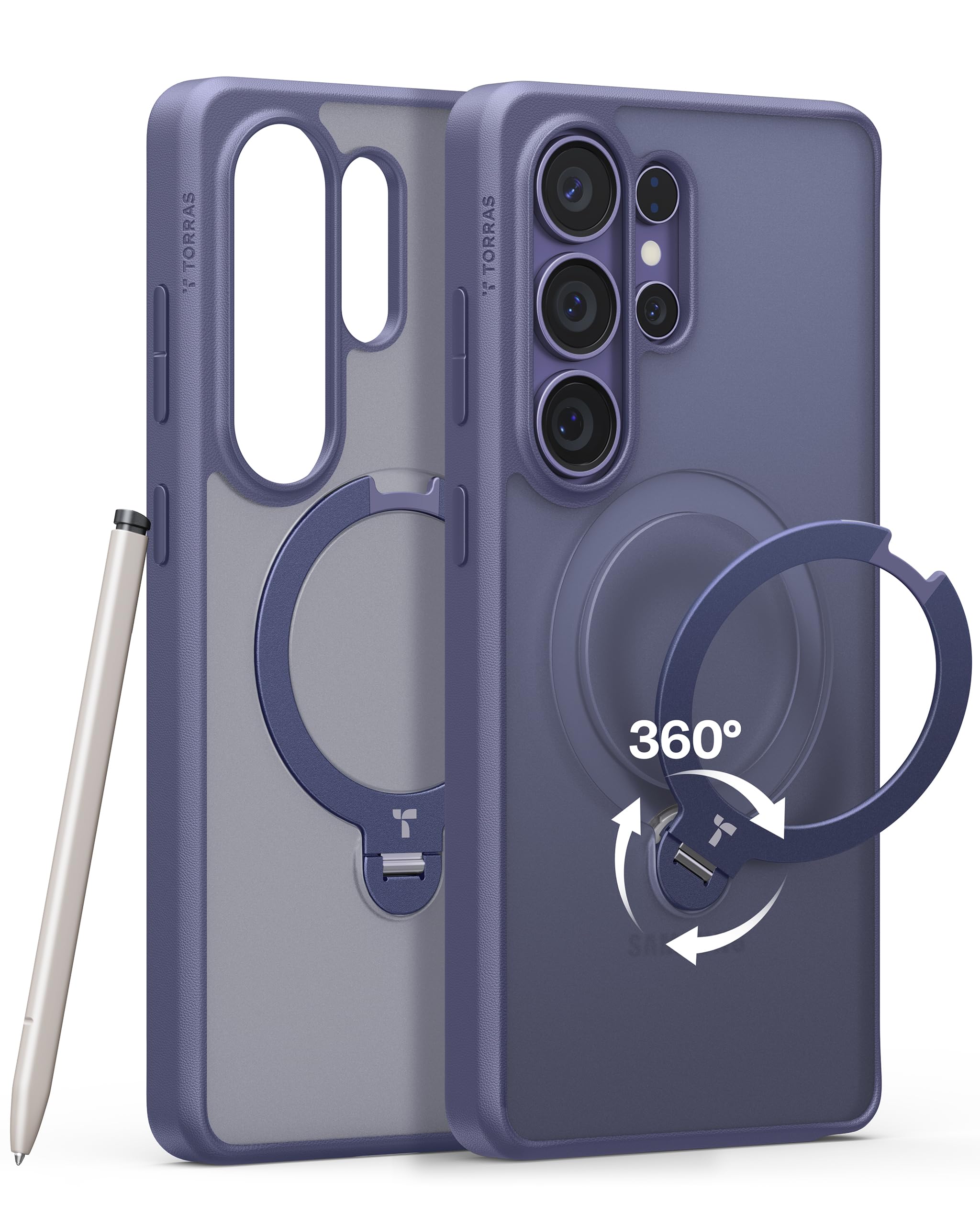 Photo 1 of TORRAS Q3 Spin for Samsung Galaxy S26 Ultra Case, 360 Magnetic Stand, Compatible with Magsafe, Slim S26 Ultra Case with Kickstand, Aesthetic for Women, Translucent Frosted Purple