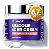 Silicone Scar Cream with 6.7% Active Ingredients, Scar Gel Visible in 2 Weeks, Moisturizing Scar Removal Clinically Show for Surgical, C-Section, Keloid, Acne & Burn Scars, Stretch Mark Cream(55ML)