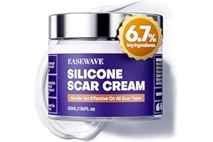 EASEWAVE Silicone Scar Cream with 6.7% Active Ingredients, Scar Gel Visible in 2 Weeks, Moisturizing Scar Removal Clinically Show for Surgical, C-Section, Keloid, Acne & Burn Scars, Stretch Mark Cream(55ML)