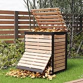 SOCOME 95 Gallon Canada Cedar Wood Compost Bin, Outdoor Composter, Natural | Composting with Pull-out Door, Home Use Large Capacity Yard Composting Bin for Backyard, Garden, Patio,Easy Assembly
