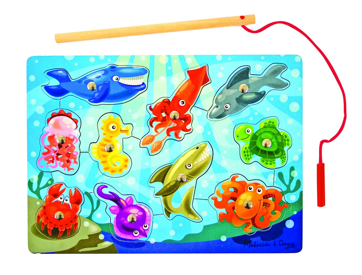 Melissa & Doug Wooden Fishing Game and Puzzle With Wooden