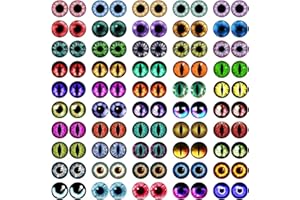 MWOOT 100pcs 12mm Cabochons Glass Eyes for Crafts with Case, Cat Bird Dragon Eyes Fake Glass Monster Eyes, Craft Eyes for Cro