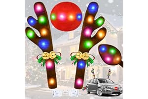 MIQIA Christmas Car Decorations Reindeer Car Kit Antlers 2025, Jingle Bells Rudolph with Lights Reindeer and Nose, Tail Cute Costume Auto Accessories for Trunk Vehicles SUV Multicolor
