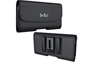 DeBin Holster for Samsung Galaxy s24 s23 s22 s21 s20 s10 s9 J7 J3 A01 A10e s10e J3V Cell Phone Belt Case with Clip, Heavy Duty Nylon Carrying Pouch (Fits Phone with Case on) Black