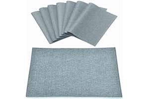 Rinpon Cloth Placemats Set of 8, Linen Type Fabric Placemats Machine Washable Placemats Heat Resistant Placemats Wrinkle Free Thick Polyester Kitchen Place Mats for Dining Table (Light Gray)