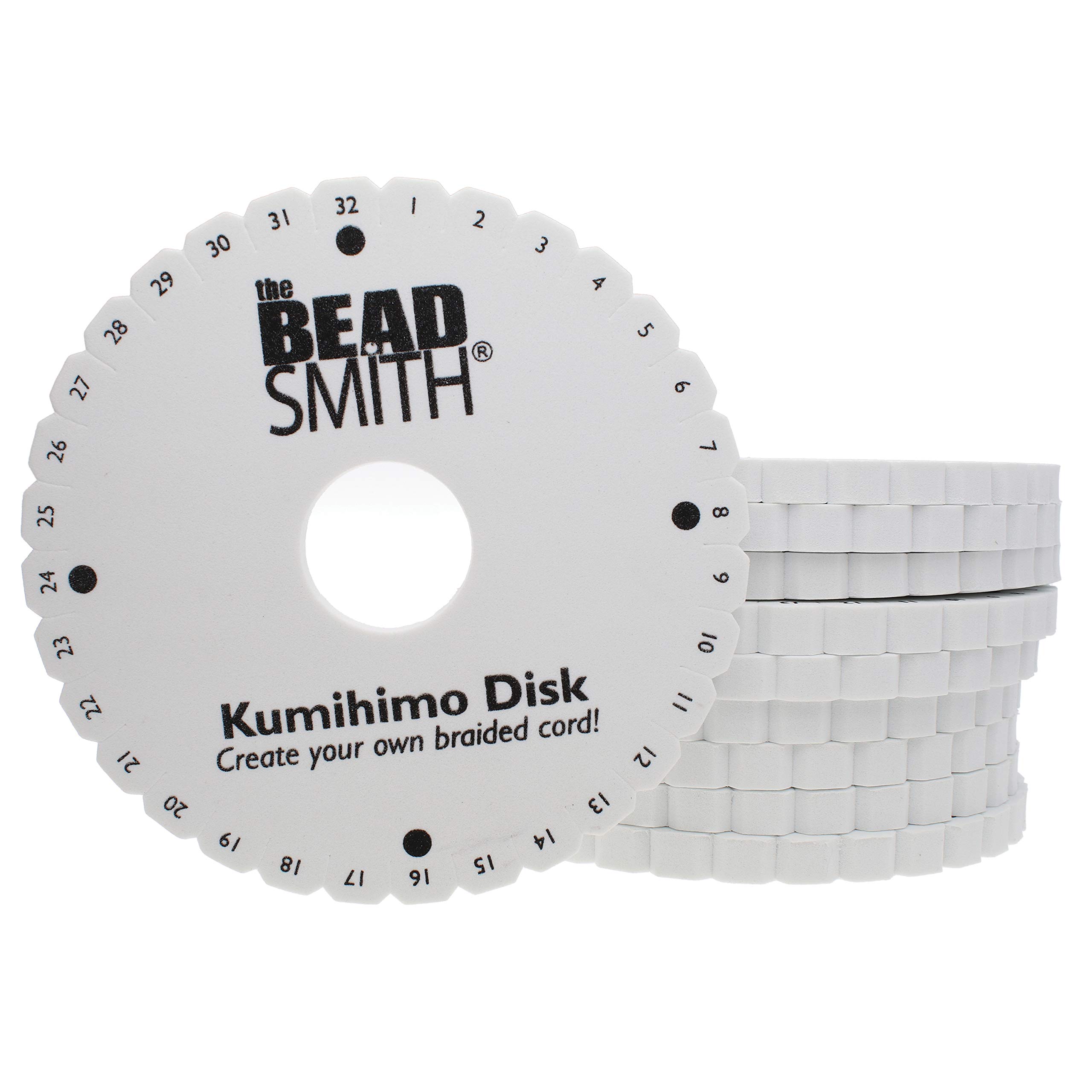 Kumihimo - Beadsmith 6" Round Braiding Disc - Plus Instructions, White,KD604