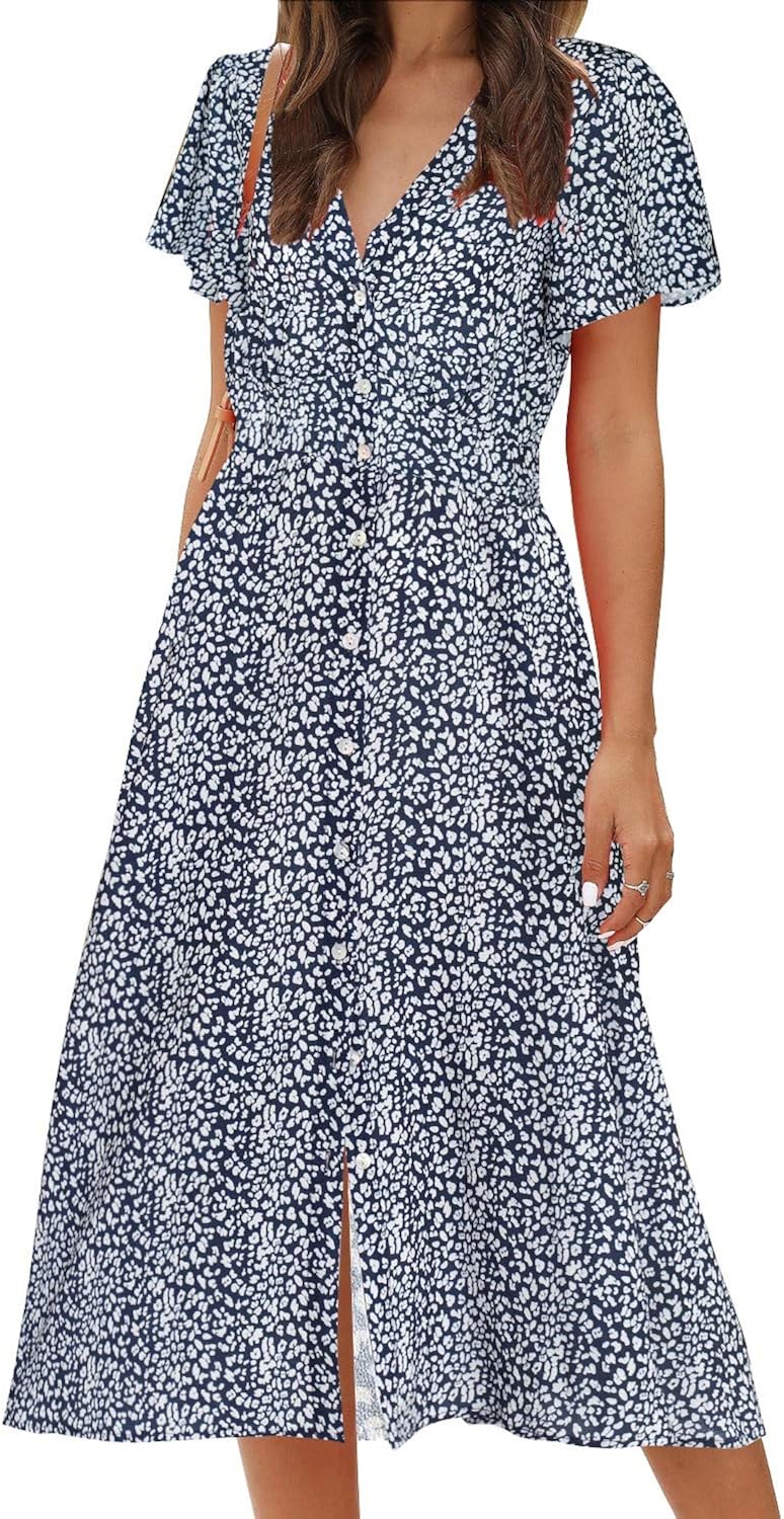 floral button up midi dress