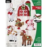 Bucilla Felt Applique 6 Piece Ornament Making Kit, Barnyard Cheer, Perfect for DIY Arts and Crafts