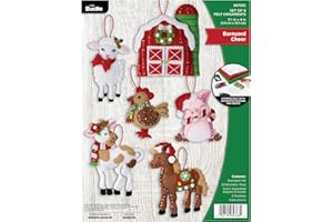 Bucilla Felt Applique Ornament Making Kit, 3.75" x 4", Barnyard Cheer 6 Count