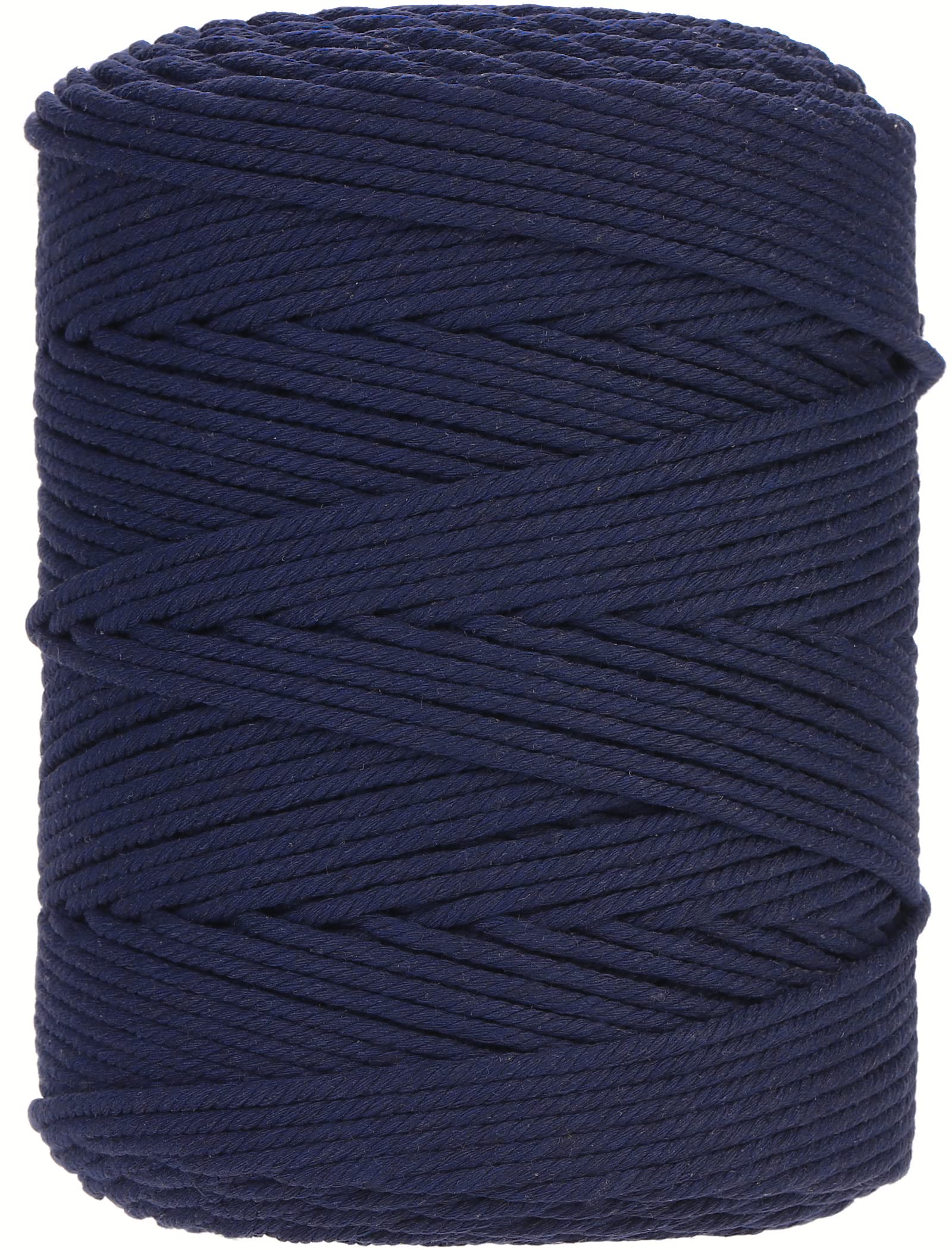 GOHOF Macrame Cord 4mm x 300m Premium Cotton Macrame Rope, 4 Strand Twisted Soft Cotton Cord, One of The Most Perfect Materials for Macrame Art, Cotton String Without Chemicals(Denim)