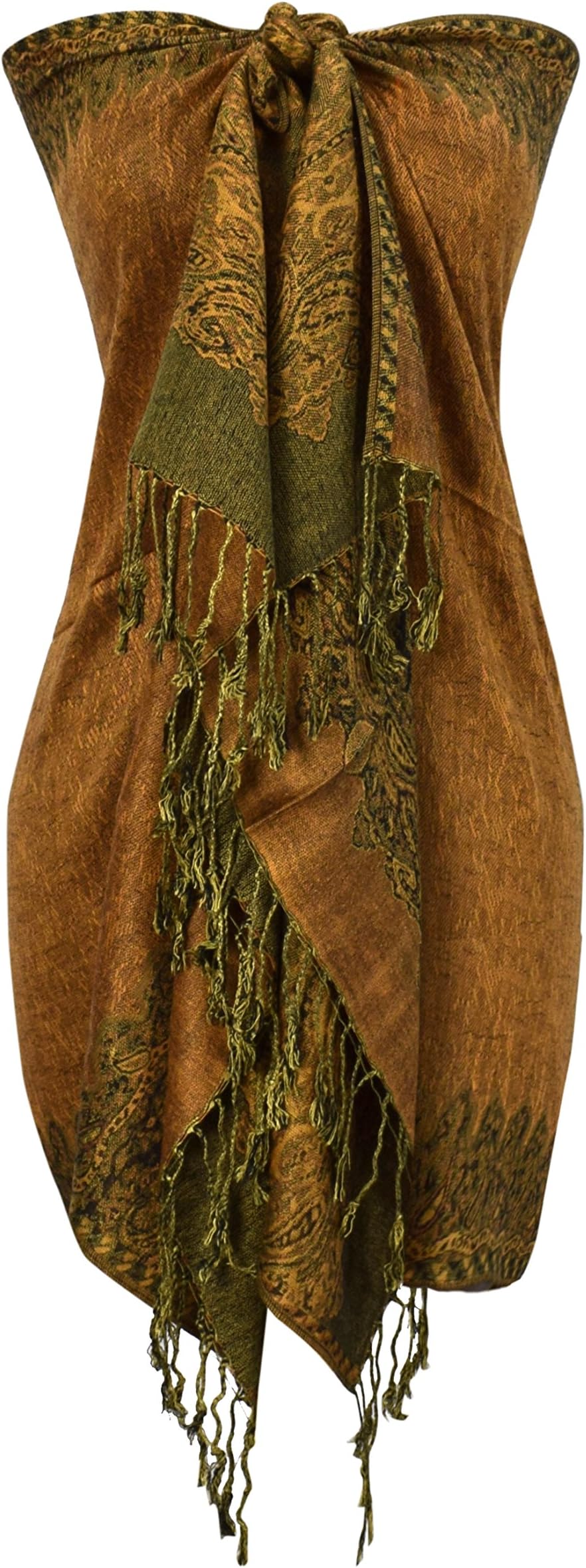 Peach Couture Women's Ravishing Reversible Jacquard Paisley Shawl Wrap Pashmina