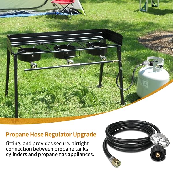 UNIVERSAL GAS GRILL REGULATOR AND HOSE – FIT FOR WEBER, CHARBROIL, NEXGRILL GRILL, FIRE PIT TABLE REPLACEMENT PARTS – QCC1 HOSE AND REGULATOR (8 FEET) ﻿