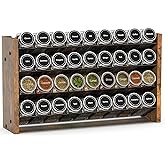 Nesapto Spice Rack Organizer for Cabinet, Wooden 4 Tier Vertical Seasoning Organizers for Kitchen Pantry, Countertop/Wall Mou