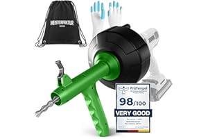 MEISTERFAKTUR drain snake 4.0 [25 FT] - Auto Feed - Ideal plumbing snake for sink and drain unblocking - Solid drain auger for real DYIs!