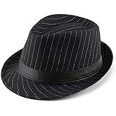 FALETO Unisex Classic Manhattan Structured Gangster Trilby Fedora Hat