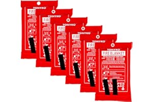 TONYKO Emergency Surival Fire Blanket Designed for Kitchen,Fireplace,Grill,Car,Camping (White-6Pack (100×100cm))