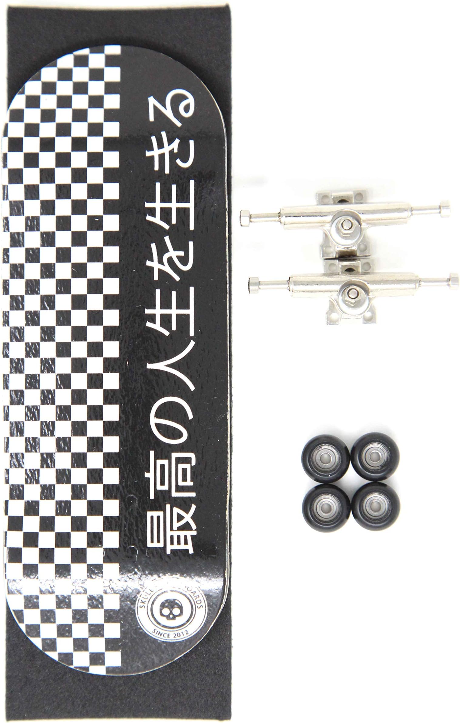 Skull Fingerboards Japan Black Edition 34mm Complete Professional Wooden Fingerboard Mini Skateboard 5 PLY with CNC Bearing Wheels