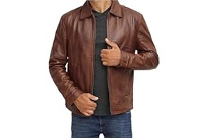 BLINGSOUL Brown Leather Jacket Men - Black Real Lambskin Mens Leather Jacket