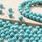CYEENUT 8mm Blue Turquoise Beads 190pcs Natural Stone Bead Gemstone Round Loose Beads for DIY Crafts Bracelet Necklace Earrings Jewelry Making(Blue)