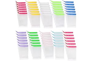 Trounistro 60 Pack Exfoliating Mesh Soap Bag Double Layer Thicken Soap Bag Mesh Soaps Saver Bags with Drawstring for Bath & Shower Use, 10 Colors