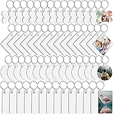 120Pcs Sublimation Keychain Blanks Bulk, DIY MDF 4 Shape Sublimation Blank Keychain with Keyrings, unisex-adult Double-Sided Printed Heat Transfer Keychain, White