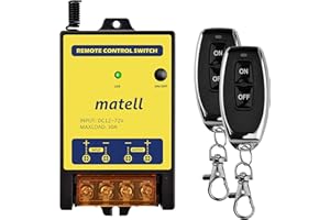 matell Wireless Remote Control Switch DC 12V/24V/48V/72V 30A Dry Contact Relay Switch for Light,Motorcycle,Lamps,Motor,Indust