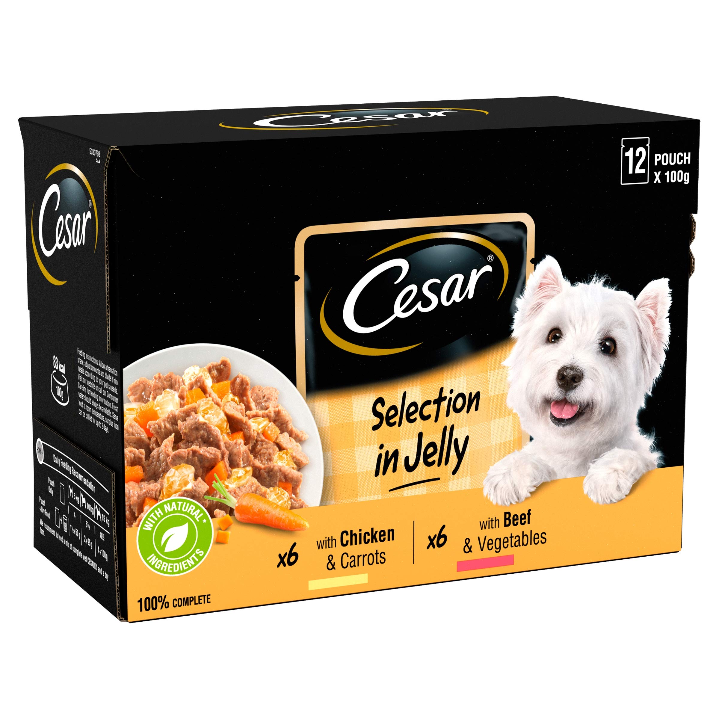 Cesar Adult Dog Wet Food in Pouch Selection in Jelly, 12x100g