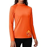 MAGCOMSEN Women's Thermal Shirts Mock Turtleneck Fleece Lined Long Sleeve Workout Tops Underwear Base Layer Running