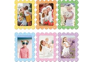 SUNEZLGO 6 Pack Magnetic Picture Frame, 4 x 6 Inches Fridge Magnetic Photo Frames, Magnetic Photo Frames for Refrigerator, Petal Design Picture Frames for Home School Office