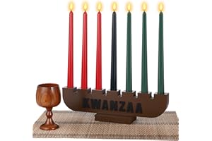 DERTE 10 Pieces Kwanzaa Kinara Set Wooden Kwanzaa Candle Holder Kwanzaa Celebration Decorations