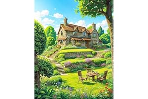 ajepon Landscape Paint by Numbers Kit-House Paint by Number Kits for Adults,Scenery Adults Paint by Numbers Kits on Canvas Without Frame Oil Painting Acrylic Paints for Home Wall Decor 16X20inch