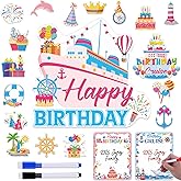 Birthday Cruise Door Decorations Magnetic - Wxiben 20PCS Happy Birthday Cruise Ship Door Decorations with 3Pcs Pens Sea Navigation Cruise Door Magnets for Carnival Cabin Refrigerator Decor