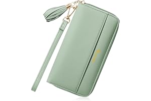 Travelambo Womens Wallet Tassel Bifold Ladies Cluth Wristlet Wrist strap Long Purse