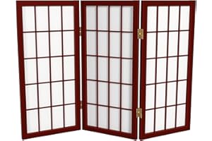 RED LANTERN 2 ft. Short Desktop Window Pane Shoji Screen - Rosewood - 3 Panels