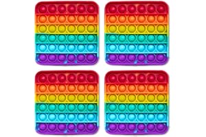 THE FIDGET GAME Popping Mats (4 Pack) - Sensory Toys for Kids with Autism, Stress or Anxiety - Rainbow Popper for Toddlers, B