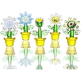 H&D HYALINE & DORA 5pcs Handcraft Glass Blown Mini Cute Flowers Plants Crystal Art Figurines Collectibles Home Office Tabletop Garden Simulation Plants Decor Car Inner Ornaments