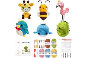 VICTORIA ANNA 2026 Upgraded 6PCS Crochet Kit for Beginners – DIY Animal Plush Craft Set with Step-by-Step Video Guides, Premium Yarn & Safety Hooks, Perfect Holiday Birthday Gift for Adults/Kids to Learn Crocheting