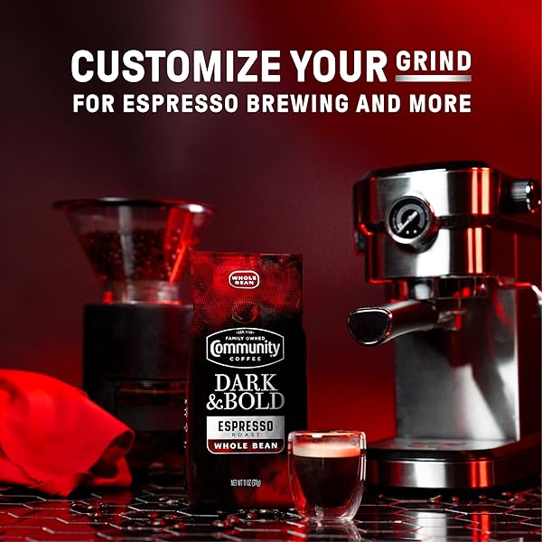 COMMUNITY COFFEE DARK & BOLD ESPRESSO BLEND, DARK ROAST WHOLE BEAN COFFEE, 11 OUNCE BAG (PACK OF 1)