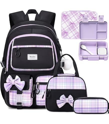 Amazon.com | Bevalsa Backpack for Girls, 4PCS Backpack with 14oz