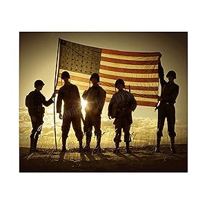 "Soldiers Holding Up American Flag" Patriotic Wall Art Sign -10 x 8" US Military Poster Print-Ready to Frame. Perfect Home-Office-Man Cave-Shop-Garage Decor. Great Gift for All Soldiers-Veterans!