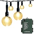 LOENDE Battery Operated Globe String Lights, Crystal Globe String Lights 16ft 30 LED 8 Modes Waterproof String Lights with Timer for Backyard Garden Balcony Pergola Wedding Party Decor(Warm White)