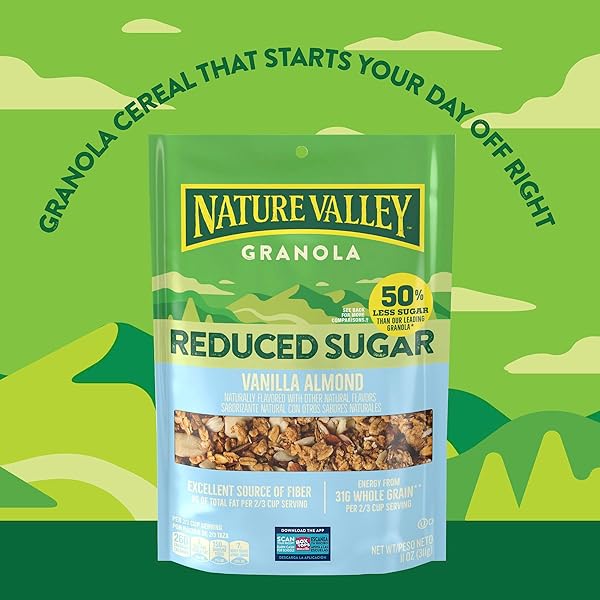 NATURE VALLEY VANILLA ALMOND REDUCED SUGAR GRANOLA, 11 OZ BAG