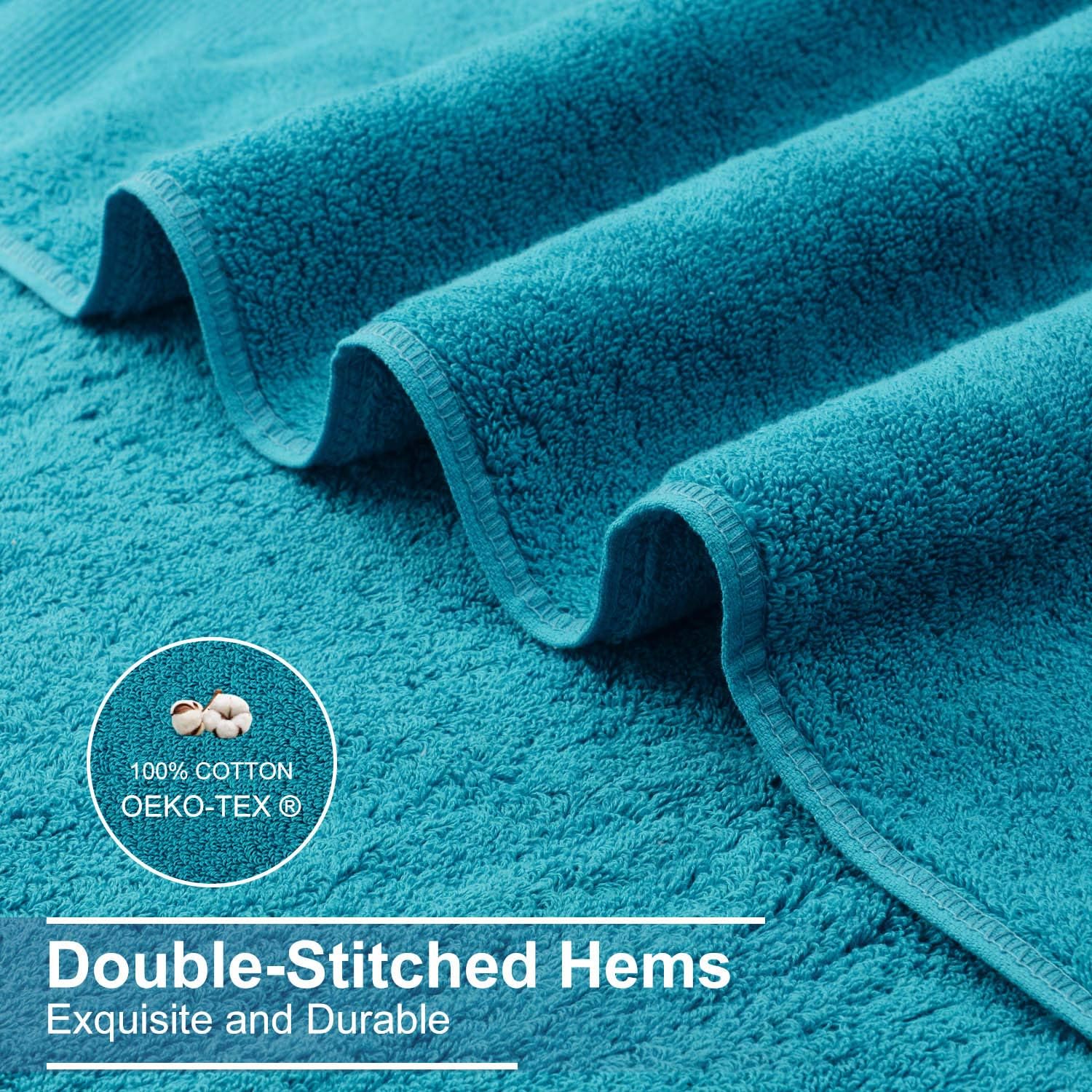 Towels Set, Bath Towels Set for Bathroom 100% Turkish Cotton 600 GSM Absorbent and Soft 6 Piece Towels Set - 2 Bath Towels, 2 Hand Towels, and 2 Washcloths, Turquoise Blue: Kitchen & Dining