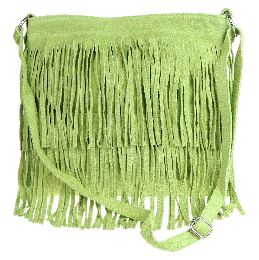 Girly Handbags Womens Large Suede Fringe Shoulder Bag Crossbody Slouch Light Green
