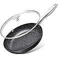 MICHELANGELO Small Frying Pan with Lid, Hard Anodized Frying Pan Nonstick, 8 Inch Frying Pan with Granite-derived Coating, 8 Inch Skillet with Lid, Nonstick Frying Pan with Lid